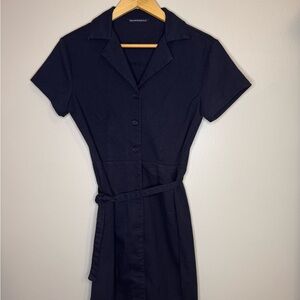 Brandy Melville Navy Collared‎ Button-Front Mini Dress